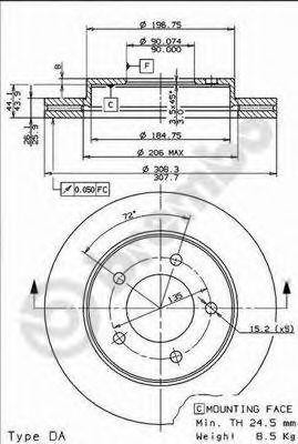 Тормозной диск 09778710 BREMBO