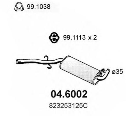 Средний глушитель выхлопных газов 046002 ASSO