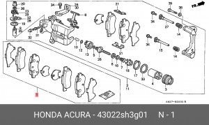 Комплект тормозных колодок, диско 43022SH3G01 HONDA