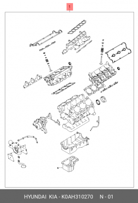 Комплект прокладок, двигатель K0AH310270 HYUNDAI KIA