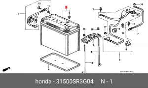 Батарея аккумуляторная 31500SR3G04 HONDA