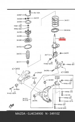 Амортизатор подвески GJ4C34900 MAZDA