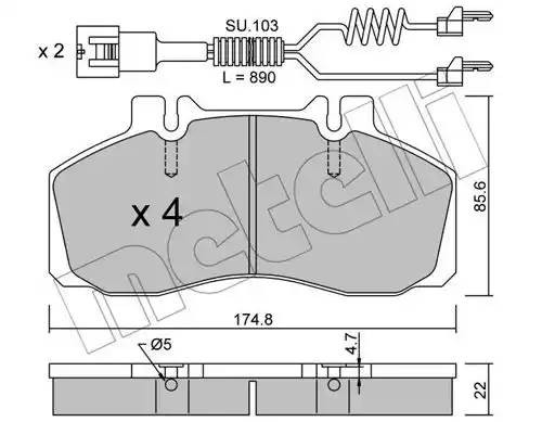Комплект тормозных колодок, диско 22-0266-0K METELLI