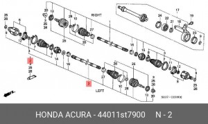 Шарнирный комплект, приводной вал 44011ST7900 HONDA
