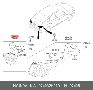 Фонарь задний 924032H010 HYUNDAI KIA
