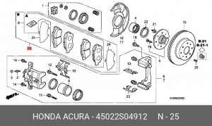 Комплект тормозных колодок, диско 45022S04912 HONDA