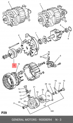 Ременный шкив, генератор 90008094 GENERAL MOTORS