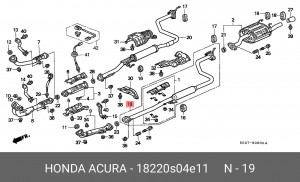Средний глушитель выхлопных газов 18220S04E11 HONDA