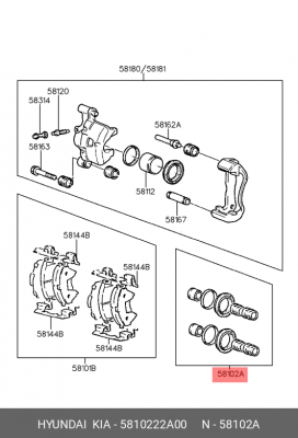 Ремкомплект, тормозной суппорт 5810222A00 HYUNDAI KIA