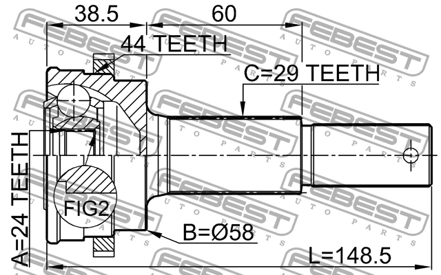 ШРУС 0210-T30RA44 FEBEST