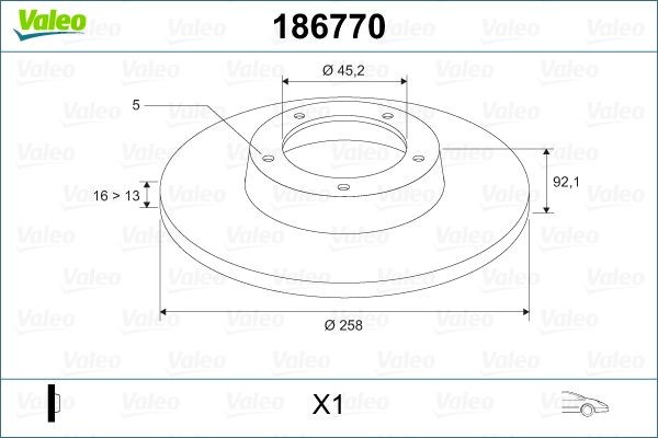 Тормозной диск 186770 VALEO PHC