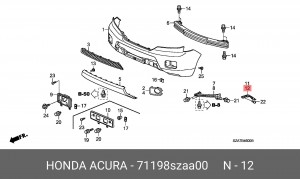 Кронштейн крепления бампера 71198SZAA00 HONDA