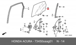 Стекло двери 73450SAAG01 HONDA