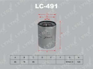 Фильтр масляный двигателя LC-491 LYNXAUTO