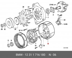Подшипник контактного кольца, генератор 12 31 1 716 180 BMW