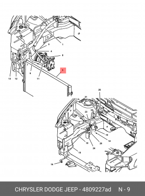Конденсатор, кондиционер 4809227AD CHRYSLER