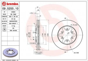 Тормозной диск 09.5255.10 BREMBO