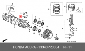 Вкладыши коренные коленвала 13343PR3004 HONDA