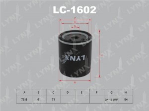 Фильтр масляный двигателя LC-1602 LYNXAUTO