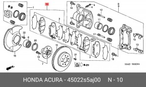 Комплект тормозных колодок, диско 45022-S5A-J00 HONDA