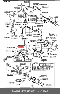 Натяжной ролик, поликлиновой  ремень K8051594X MAZDA