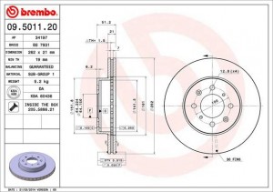 Тормозной диск 09.5011.20 BREMBO