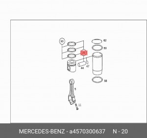 Гильза цилиндра с поршнем в сборе A4570300637 MERCEDES BENZ