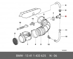 Поворотная заслонка, подвод воздуха 13 41 1 433 625 BMW