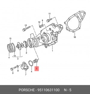 Термостат, охлаждающая жидкость 95110631100 PORSCHE