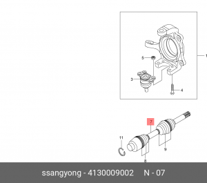 Вал привода колеса в сборе с ШРУСами 4130009002 SSANG YONG