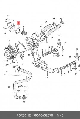 Прокладка, термостат 99610632670 PORSCHE