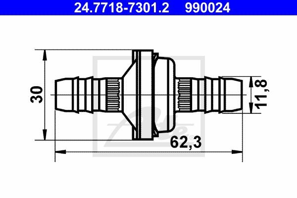 Клапан, вакуумный провод 24.7718-7301.2 ATE