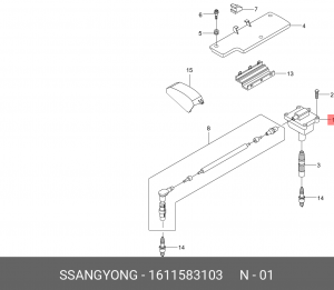 Катушка зажигания 1611583103 SSANG YONG