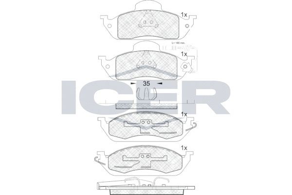 Комплект тормозных колодок, диско 181276 ICER