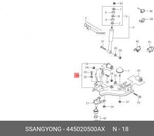 Рычаг независимой подвески колеса, подвеска колеса 445020500AX SSANG YONG