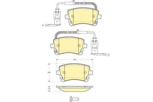 Комплект тормозных колодок, диско 6115081 GIRLING