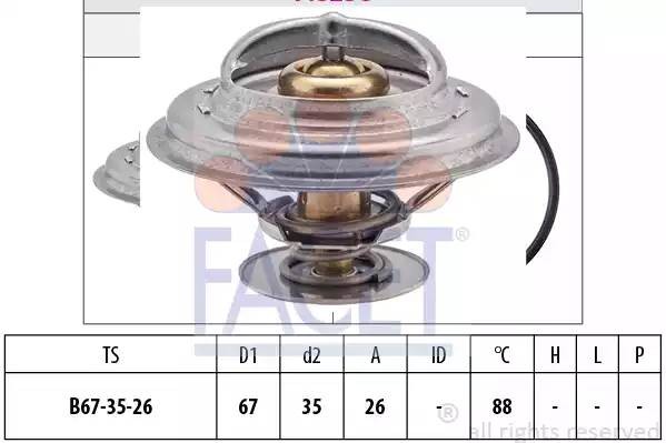 Термостат, охлаждающая жидкость 7.8258S FACET