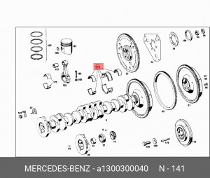 Вкладыши коренные коленвала A1300300040 MERCEDES BENZ