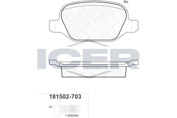 Комплект тормозных колодок, диско 181502-703 ICER