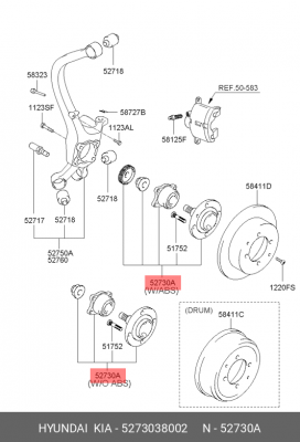 Комплект подшипника ступицы колеса 5273038002 HYUNDAI KIA