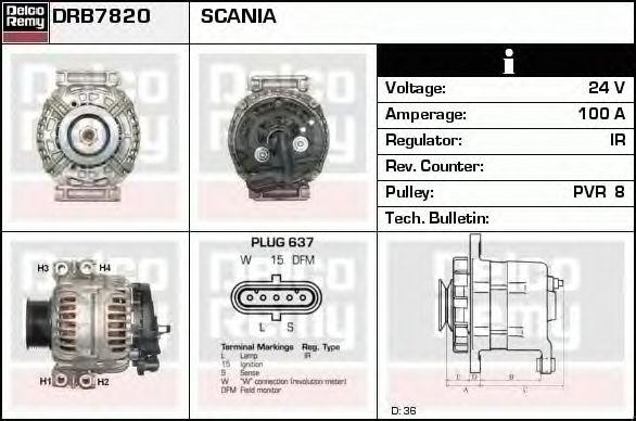 Генератор DRB7820 DELCO REMY