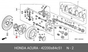 Комплект подшипника ступицы колеса 42200S84C51 HONDA