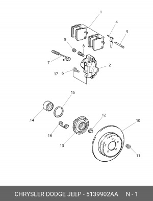 Комплект тормозных колодок, диско 5139902AA CHRYSLER