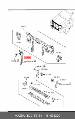 Кронштейн крепления замка капота EC015215Y MAZDA