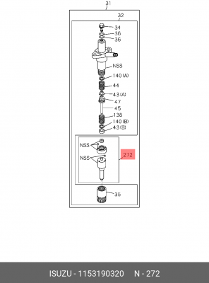 Ремкомплект, распылитель 1-15319-032-0 ISUZU