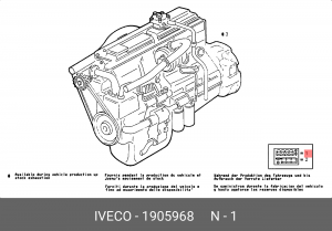 Комплект прокладок, головка цилиндра 1905968 IVECO