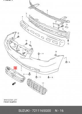 Решетка радиатора 72111-65G00 SUZUKI