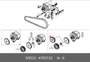 Ременный шкив, генератор 4702122 IVECO
