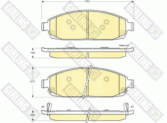 Комплект тормозных колодок, диско 6141369 GIRLING