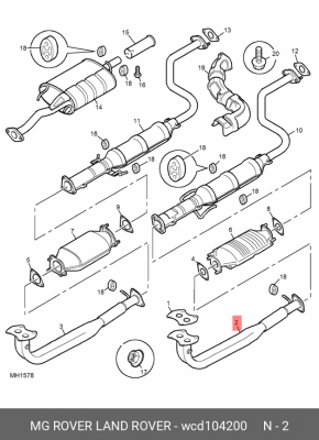 Выпускной трубопровод WCD104200 MG ROVER LAND ROVER